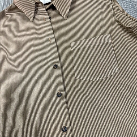 Company Collection Brown Striped Sleeveless Collared Button Top Size 12 - Picture 2 of 6